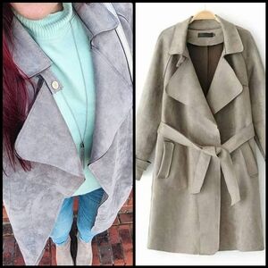 EUC Goodnight Macaroon Laine Tied Trench Coat in Gray